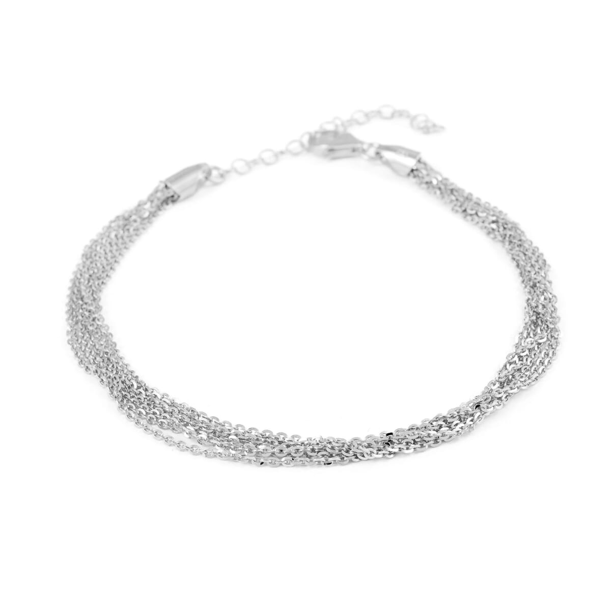 Italian Rhodium Over Sterling Silver Brillantina 7 Lines Chain Bracelet (9.00 In) (7.50 g) image number 0