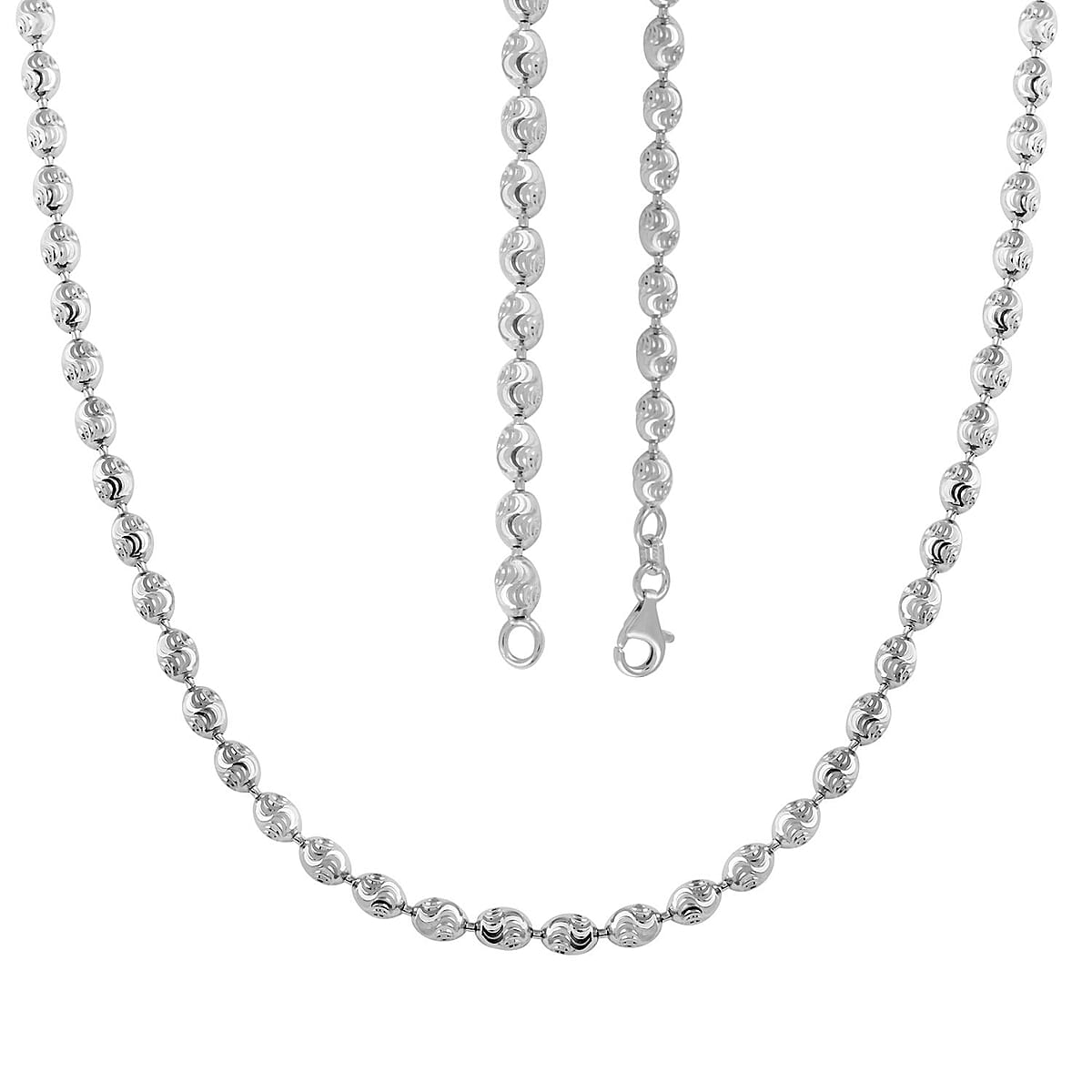 Italian Rhodium Over Sterling Silver Chicco Necklace 20 Inches 11.3 Grams image number 4