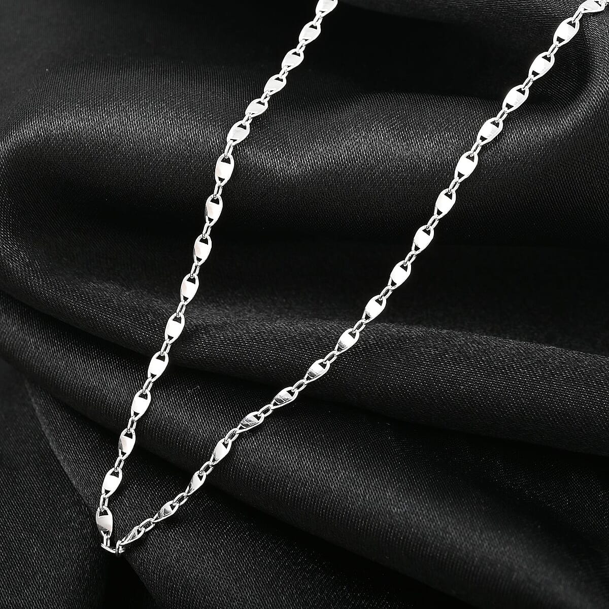 Italian Sterling Silver Confetti Waved Necklace 20 Inches 2.90 Grams image number 1