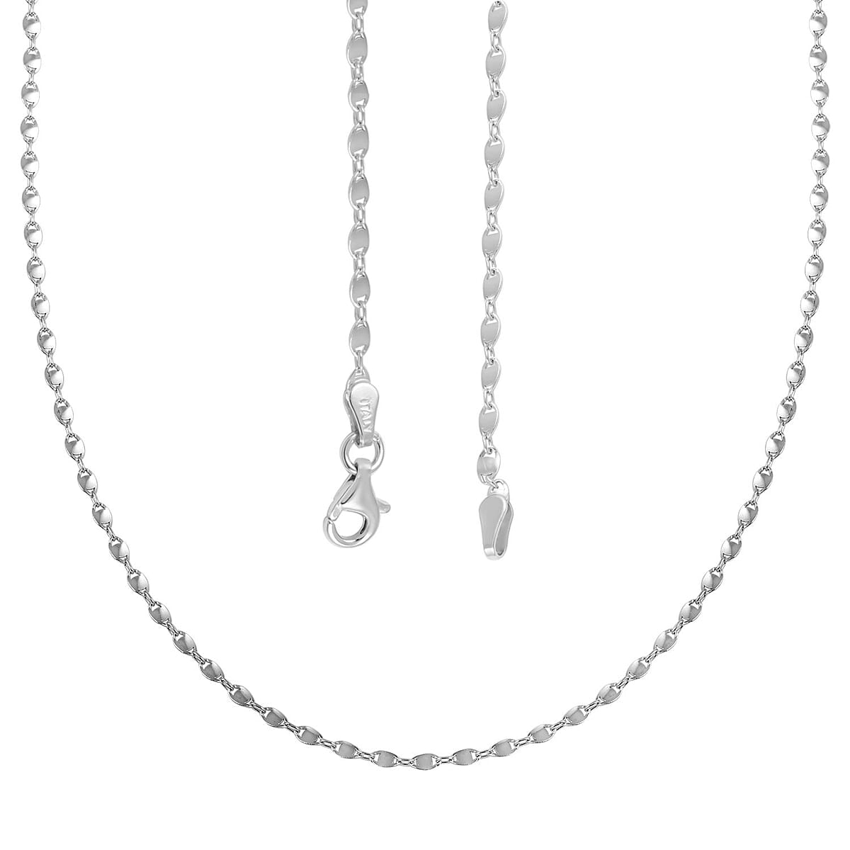 Italian Sterling Silver Confetti Waved Necklace 20 Inches 2.90 Grams image number 2