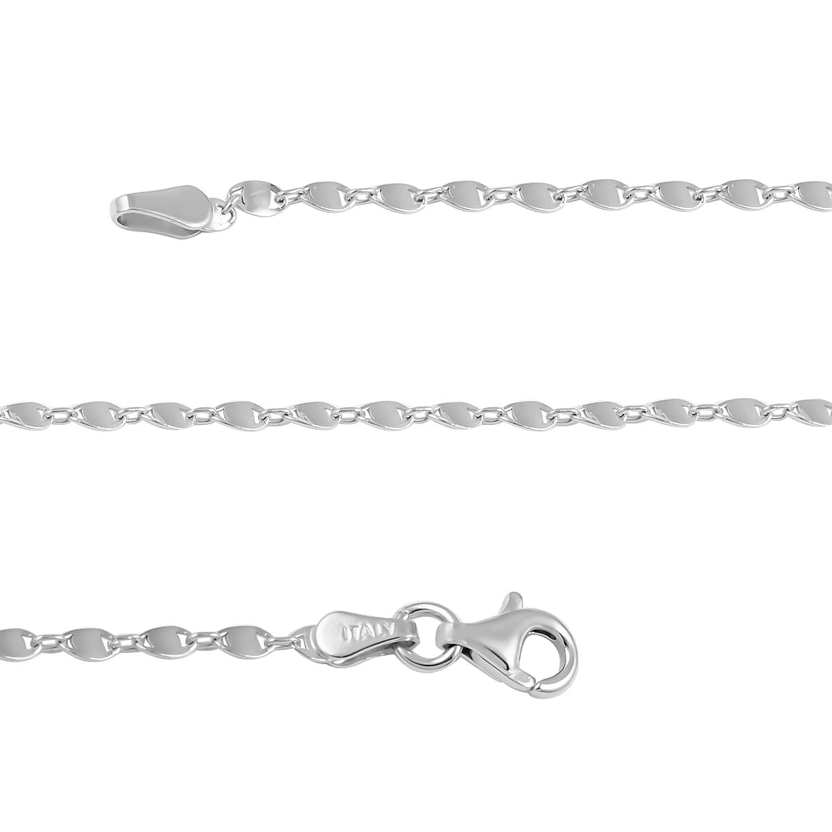 Italian Sterling Silver Confetti Waved Necklace 20 Inches 2.90 Grams image number 3
