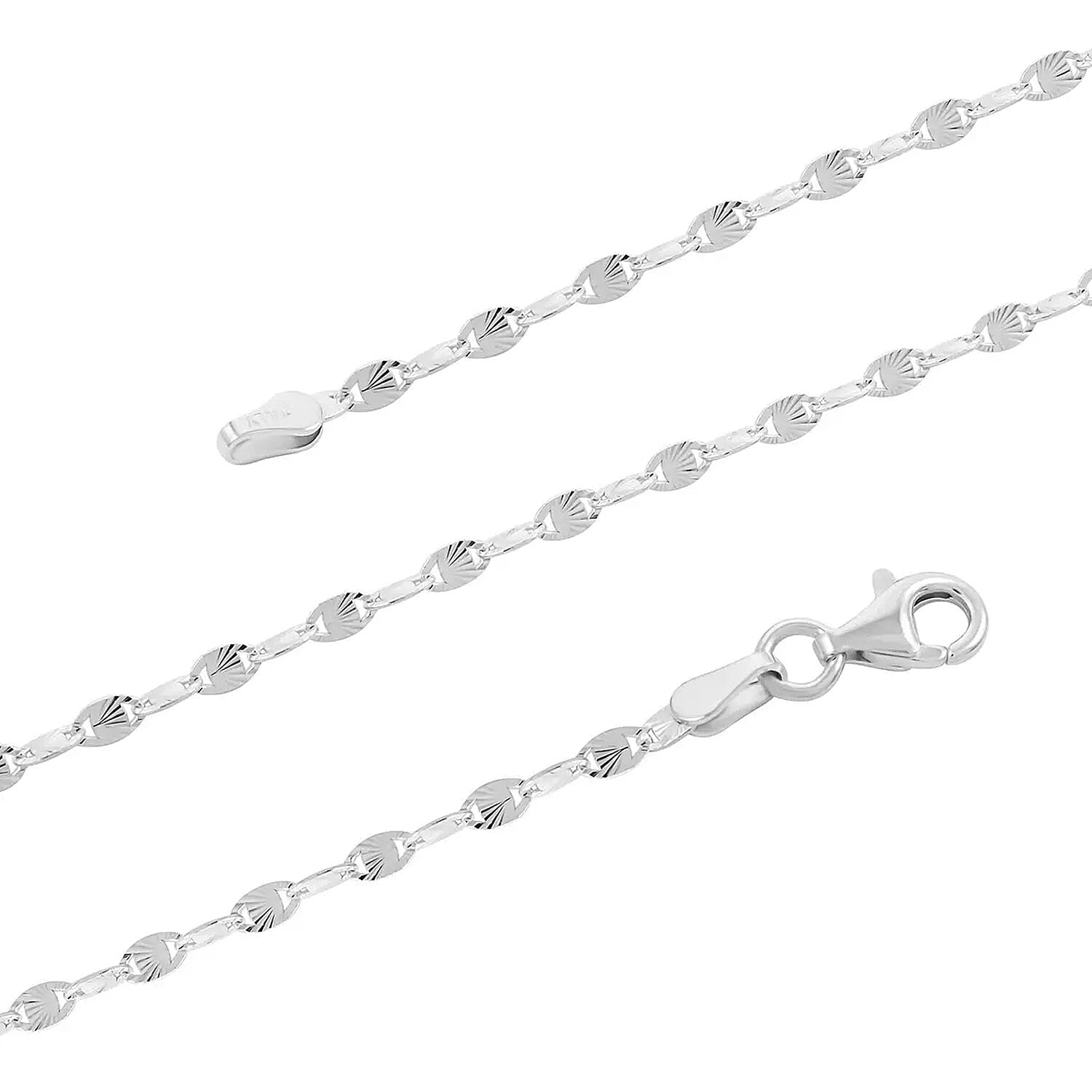 Italian Confetti Fan Chain Necklace in Sterling Silver 3.50 Grams 20 Inches