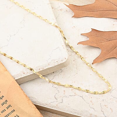 Italian Confetti Fan Chain Necklace in 14K Yellow Gold Over Sterling Silver 3.50 Grams 20 Inches
