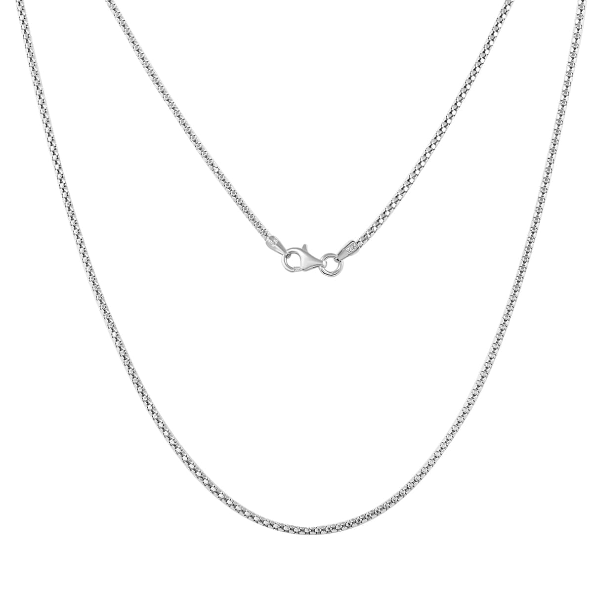 Italian Sterling Silver Popcorn Chain Necklace 18 Inches 2.70 Grams image number 0