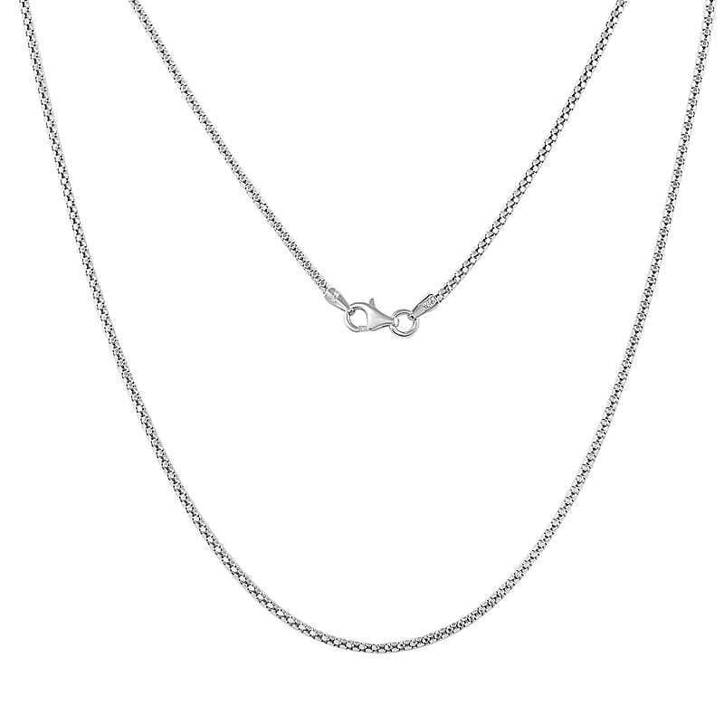Italian Sterling Silver Popcorn Chain Necklace 18 Inches 2.70 Grams
