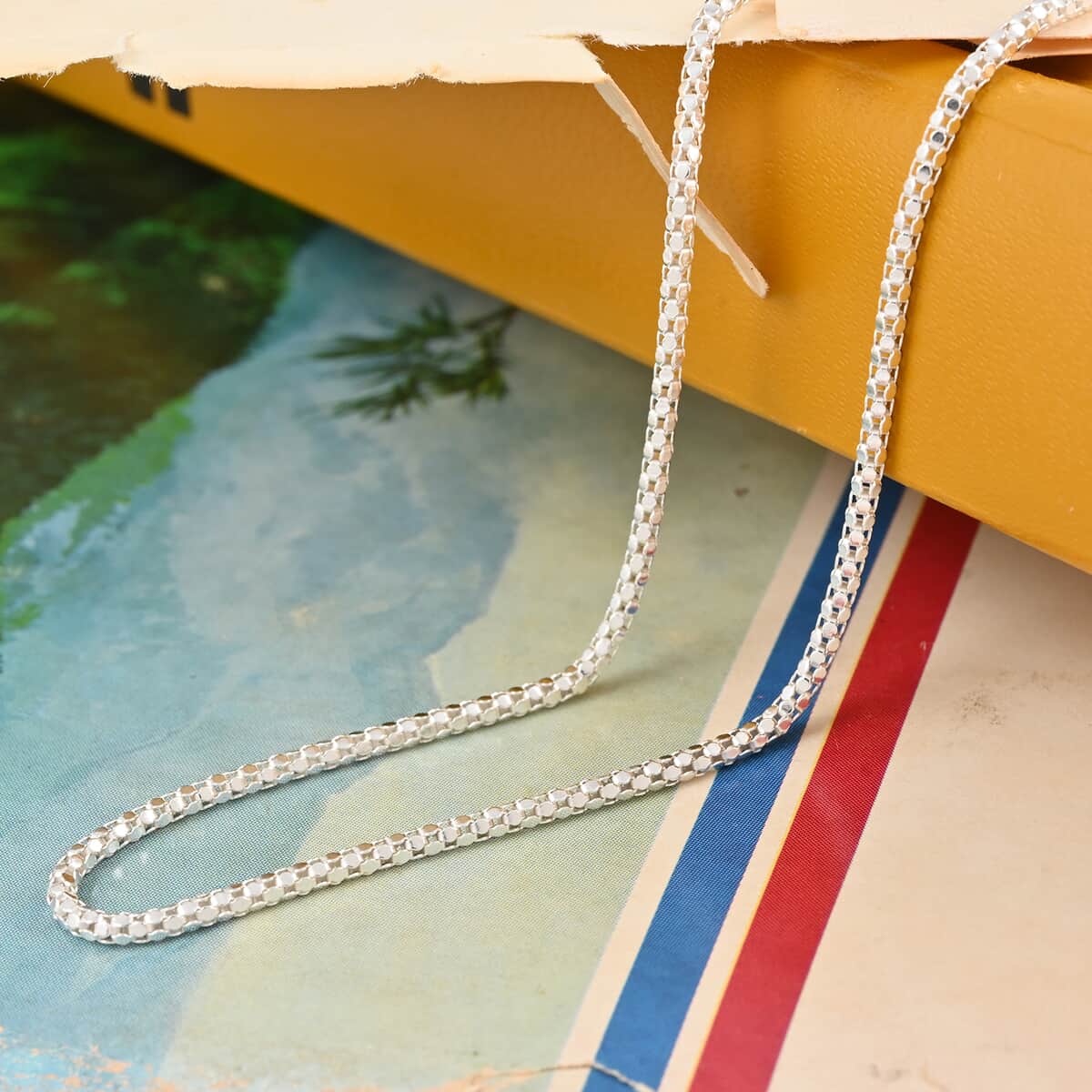 Italian Sterling Silver Popcorn Chain Necklace 18 Inches 2.70 Grams image number 1