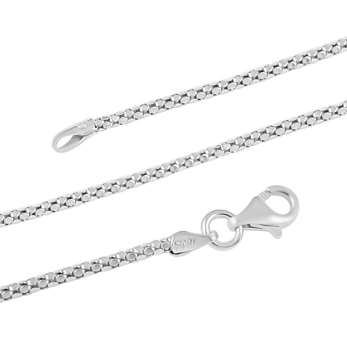 Italian Sterling Silver Popcorn Chain Necklace 18 Inches 2.70 Grams image number 2