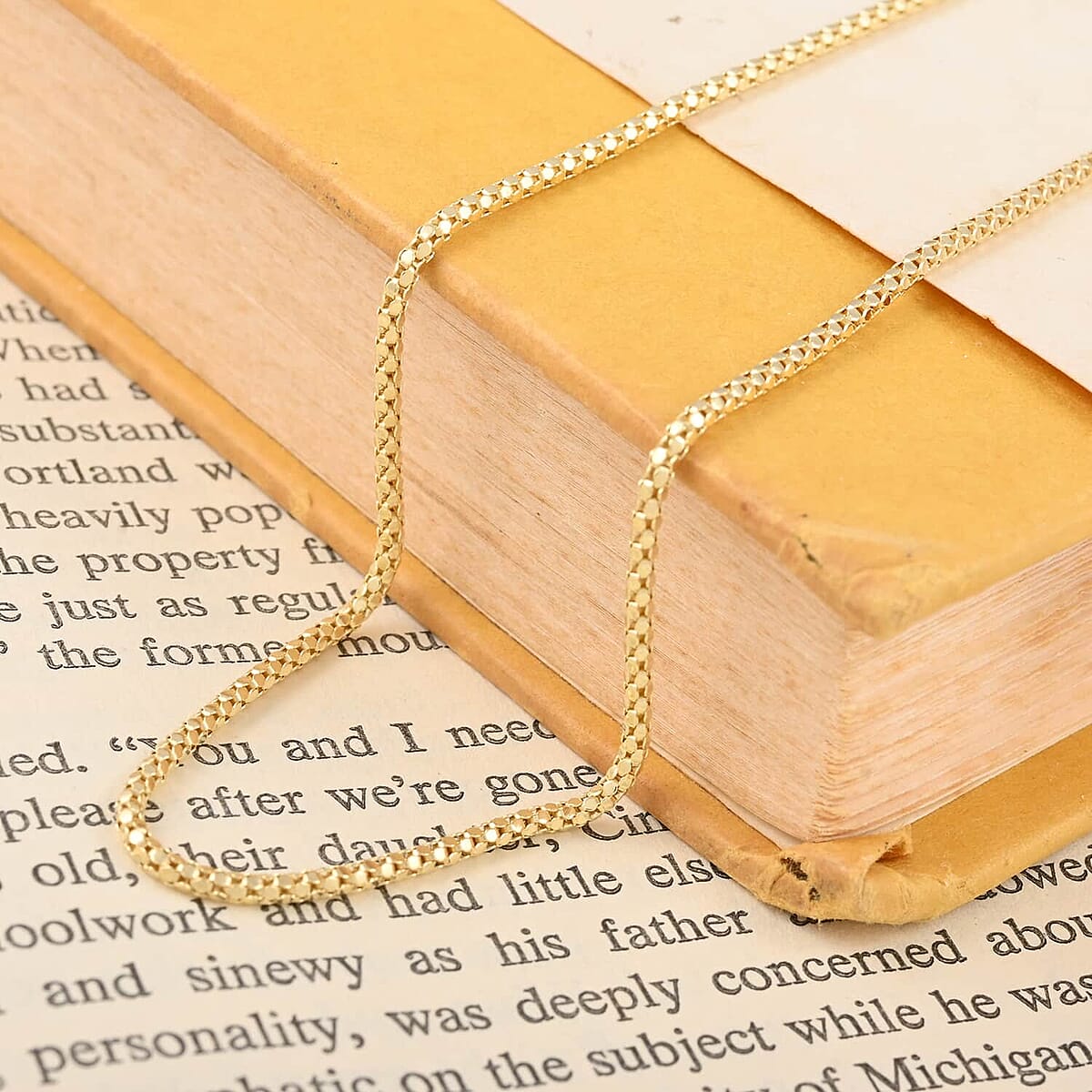 Italian 14K Yellow Gold Over Sterling Silver Popcorn Chain Necklace 18 Inches 2.70 Grams image number 1