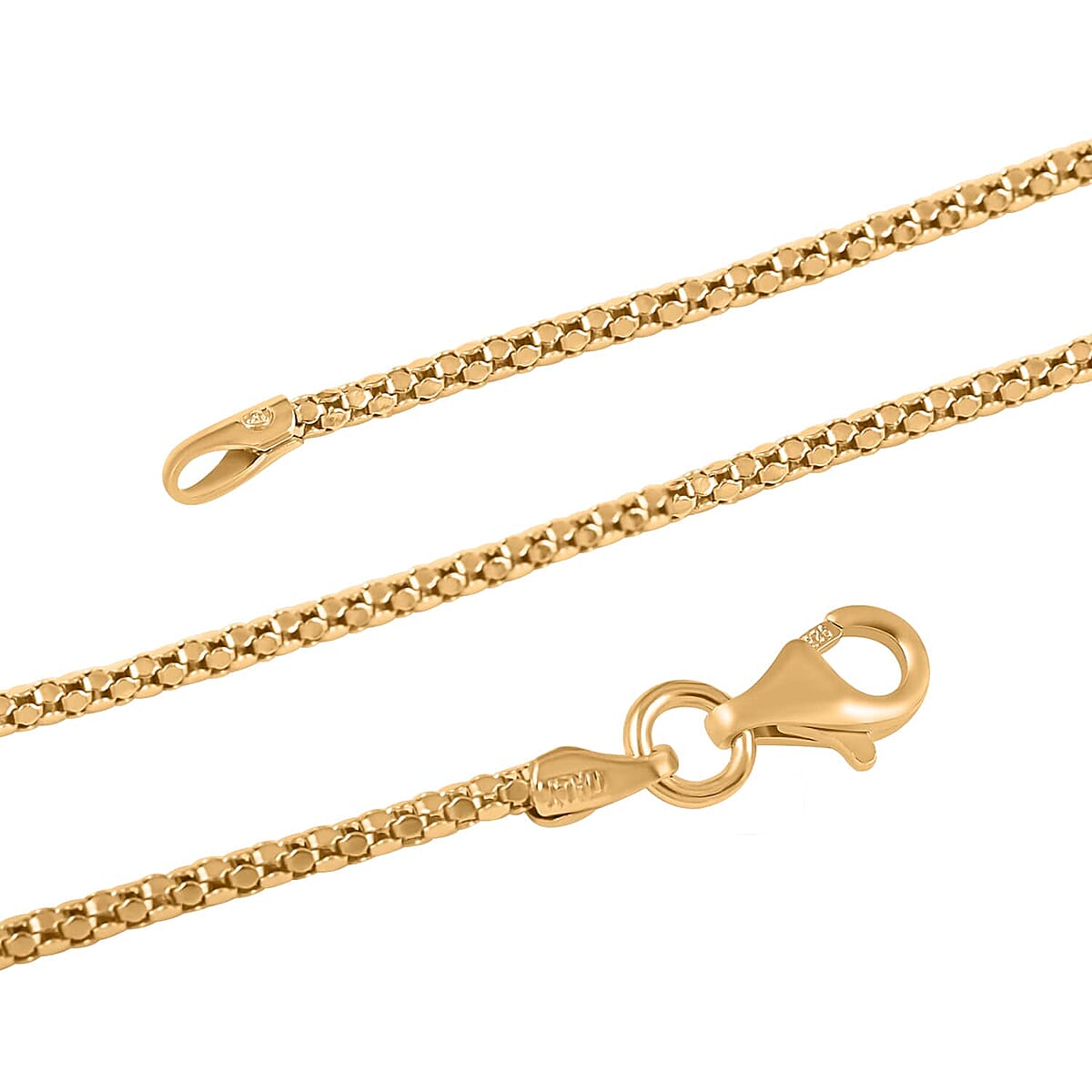 Italian 14K Yellow Gold Over Sterling Silver Popcorn Chain Necklace 18 Inches 2.70 Grams image number 2