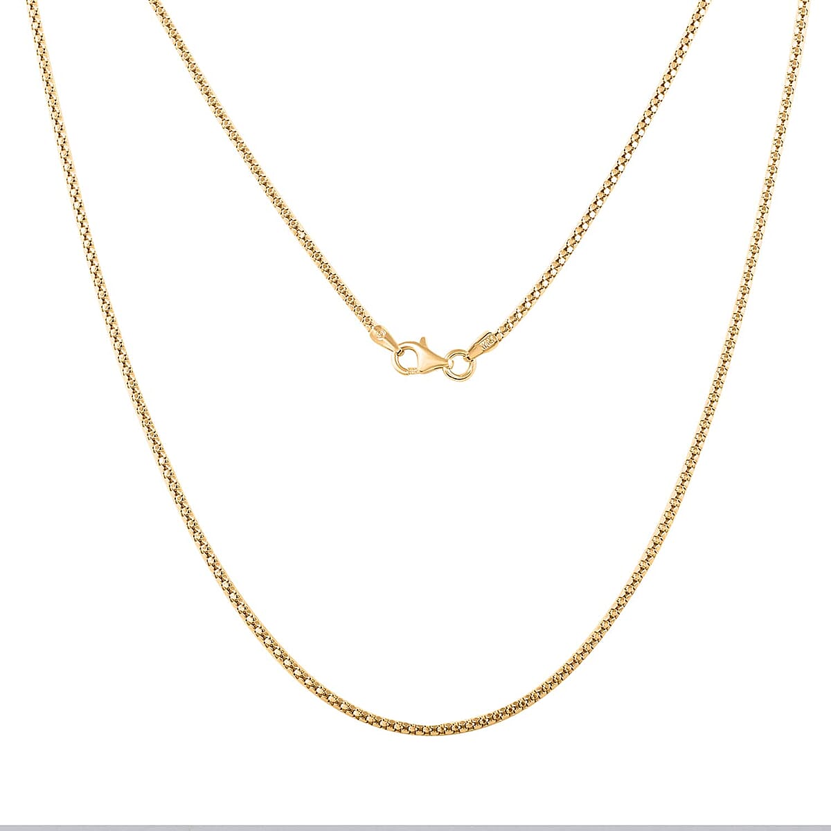 Italian 14K Yellow Gold Over Sterling Silver Popcorn Chain Necklace 18 Inches 2.70 Grams image number 3