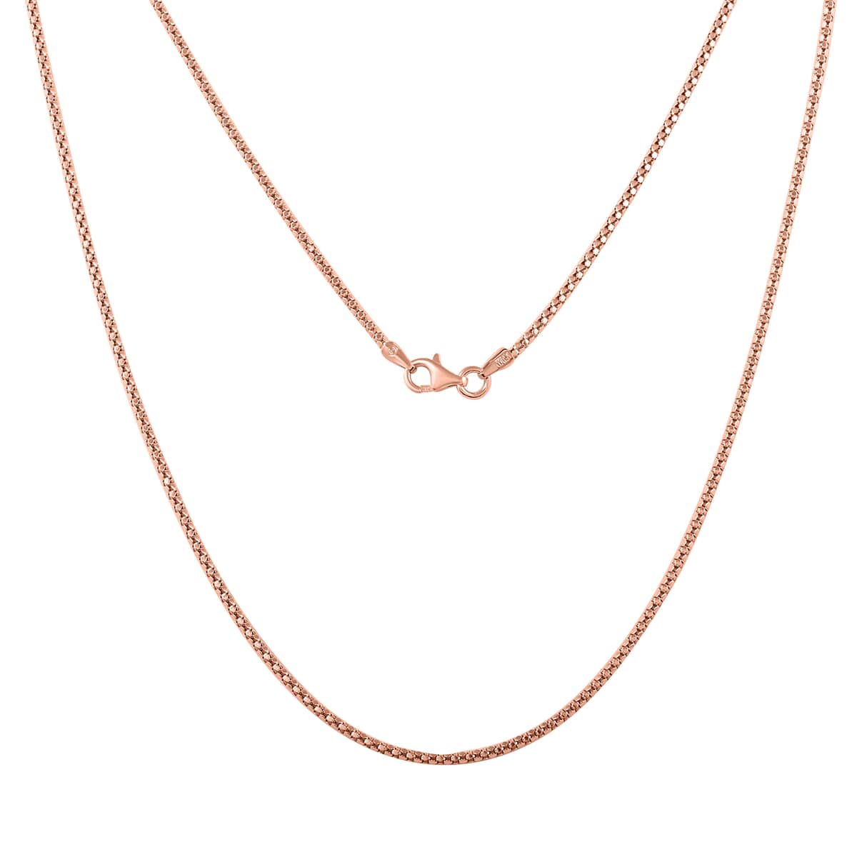 Italian 14K Rose Gold Over Sterling Silver Popcorn Chain Necklace 18 Inches 2.70 Grams image number 0