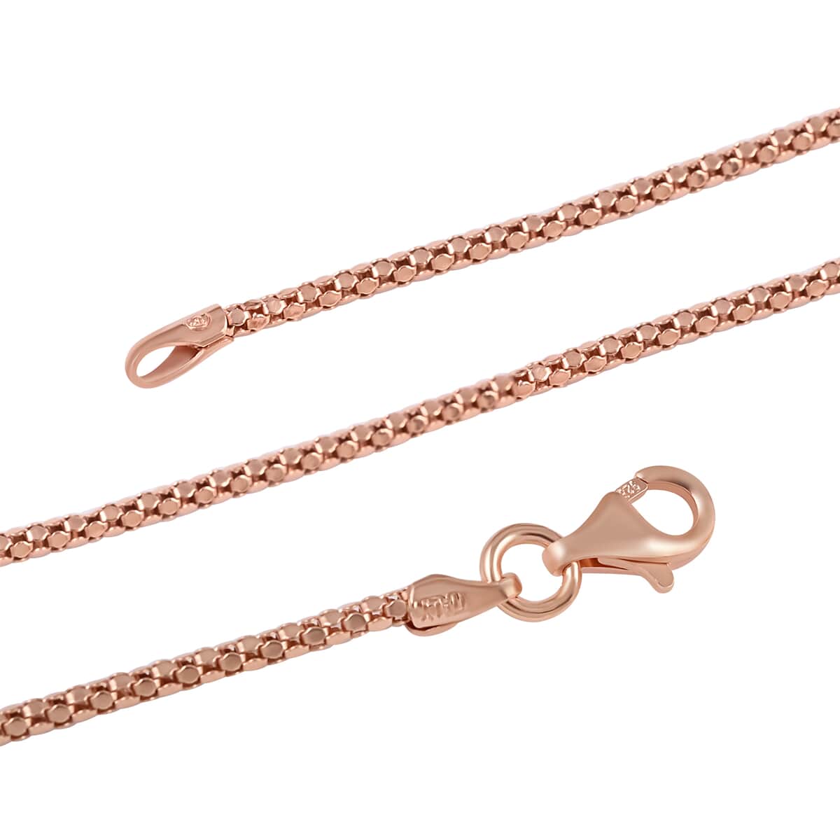 Italian 14K Rose Gold Over Sterling Silver Popcorn Chain Necklace 18 Inches 2.70 Grams image number 2