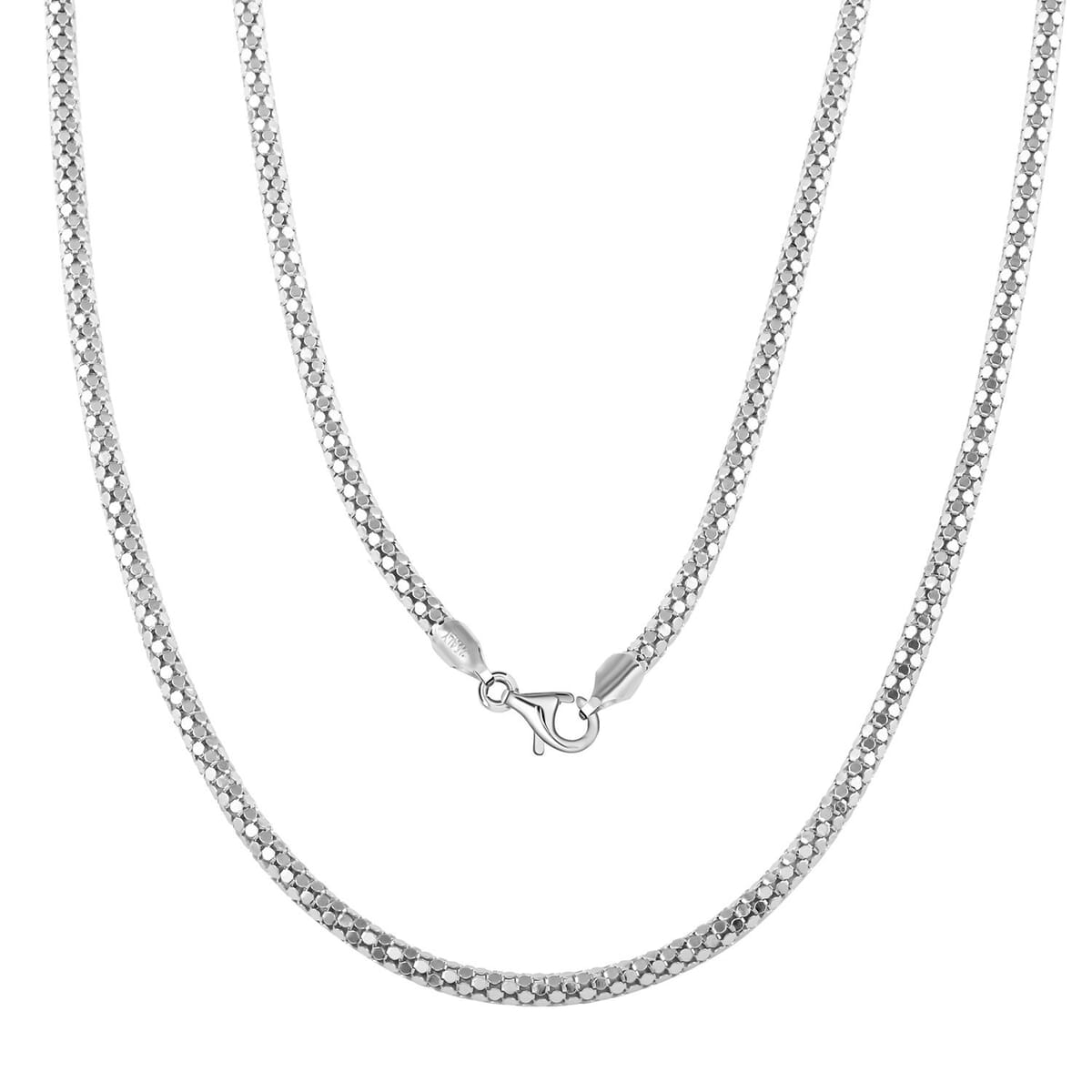 Italian Sterling Silver Popcorn Closed Necklace 30 Inches 22.3 Grams image number 0