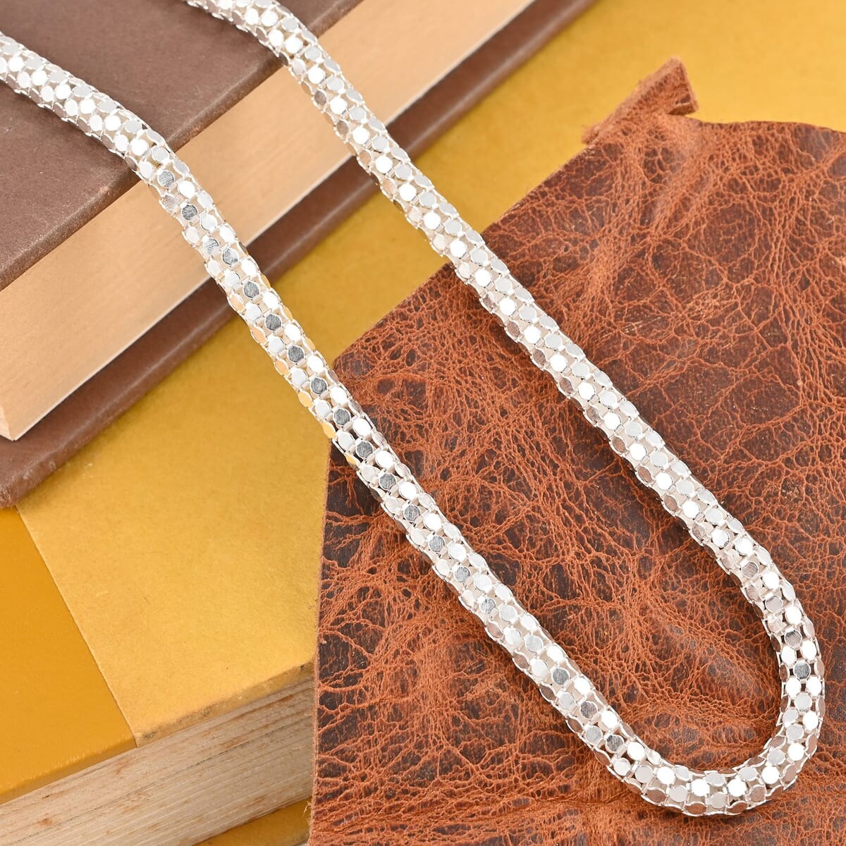 Italian Sterling Silver Popcorn Closed Necklace 30 Inches 22.3 Grams image number 1