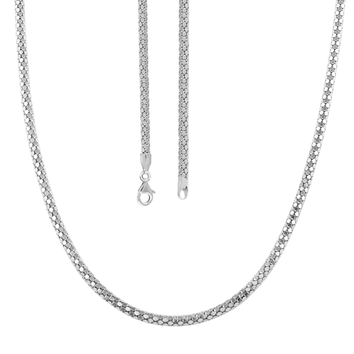 Italian Sterling Silver Popcorn Closed Necklace 30 Inches 22.3 Grams image number 4