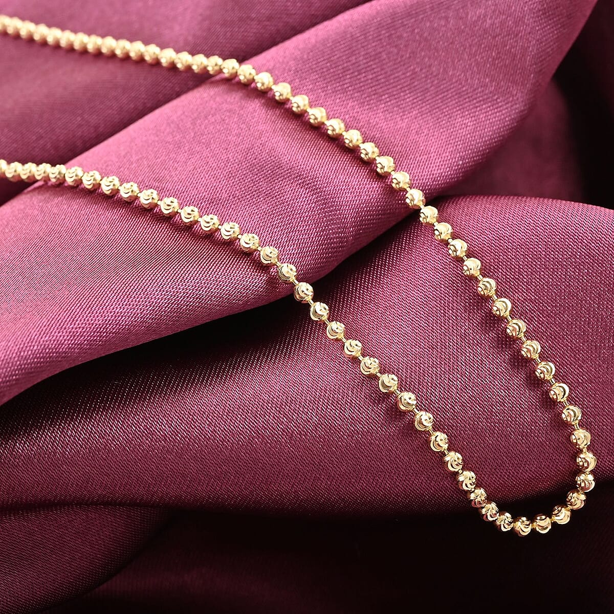 Italian 14K Yellow Gold Over Sterling Silver Moon Chain Necklace 24 Inches 6.9 Grams image number 1