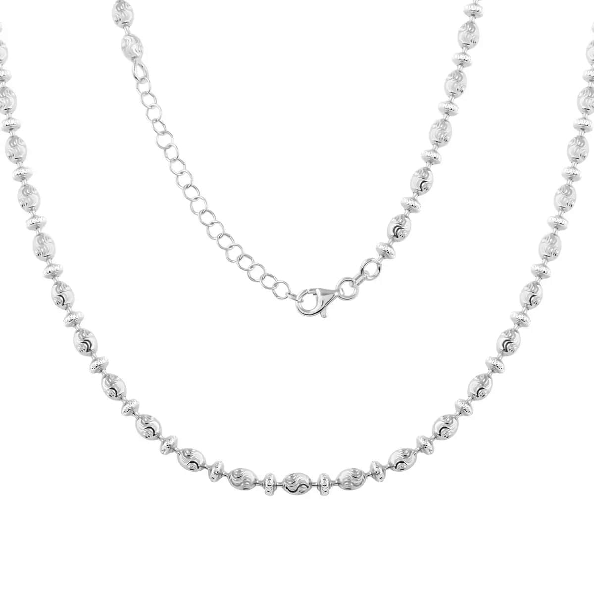 Italian Rhodium Over Sterling Silver Saturno Chain Necklace 18 Inches 12.5 Grams image number 0