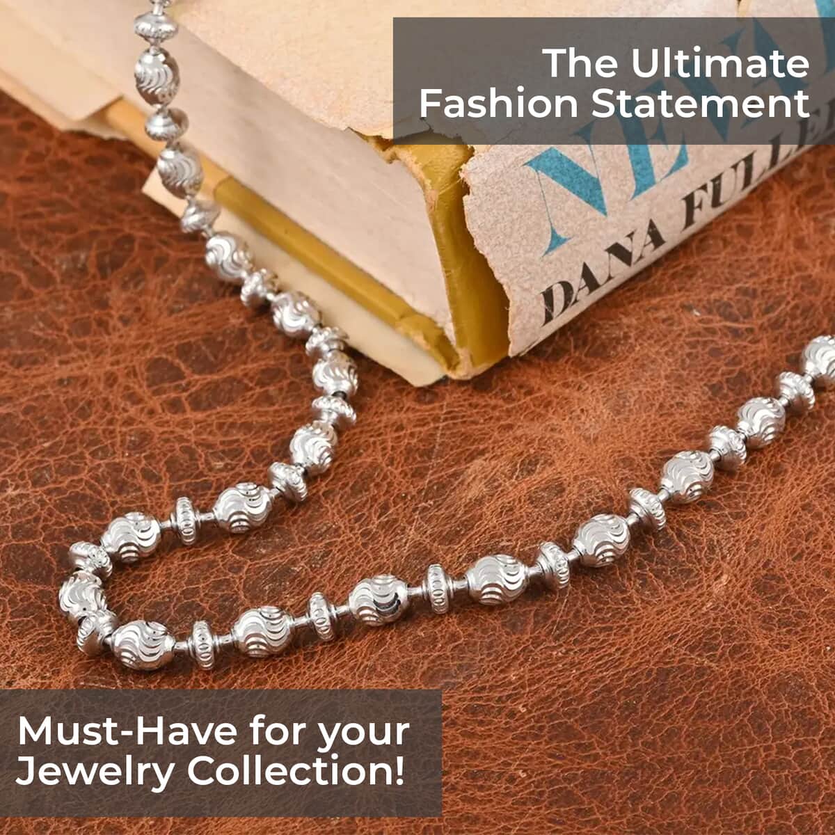 Italian Rhodium Over Sterling Silver Saturno Chain Necklace 18 Inches 12.5 Grams image number 1