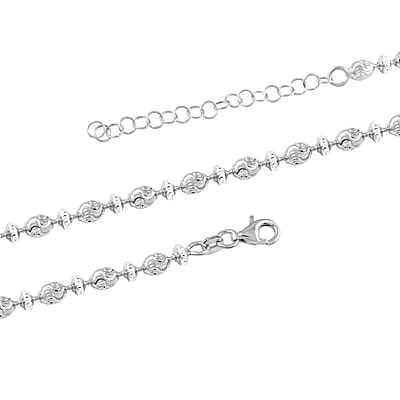 Saturn Chain Necklace, Rhodium Over Sterling Silver Necklace, Silver Saturn Chain, 18-20 Inch Adjustable Chain Necklace 12.5 Grams