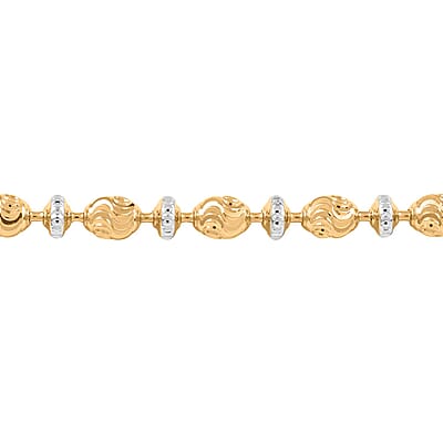Italian 14K Yellow Gold Over and Sterling Silver Saturno Bracelet (7.00 In) with 1 Inch Extender 5 Grams
