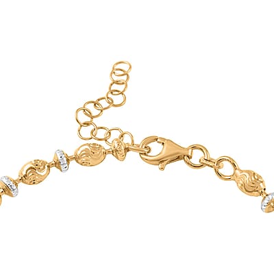 Italian 14K Yellow Gold Over and Sterling Silver Saturno Bracelet (7.00 In) with 1 Inch Extender 5 Grams