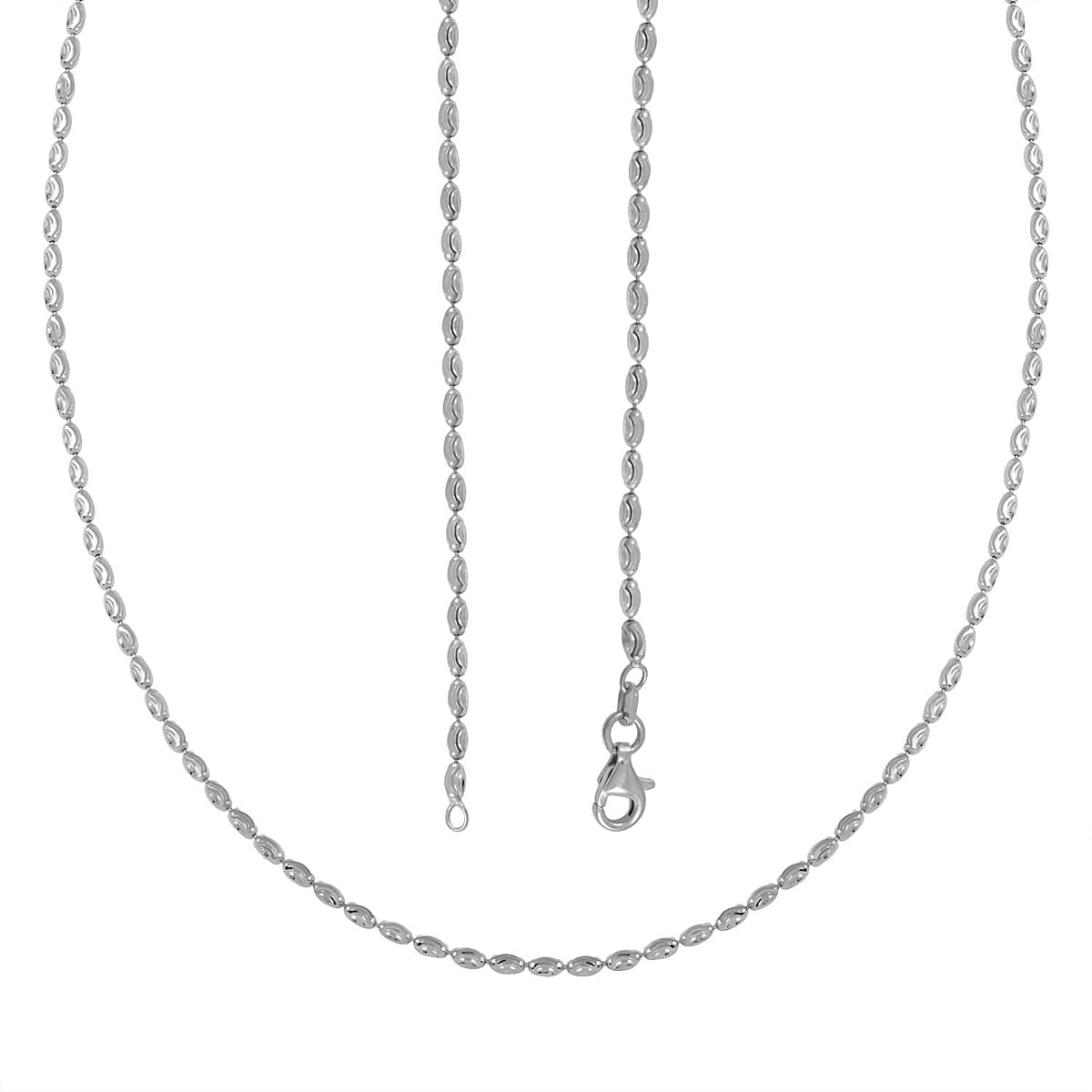 Italian Sterling Silver Rice Moon Necklace 20 Inches 6.3 Grams image number 3