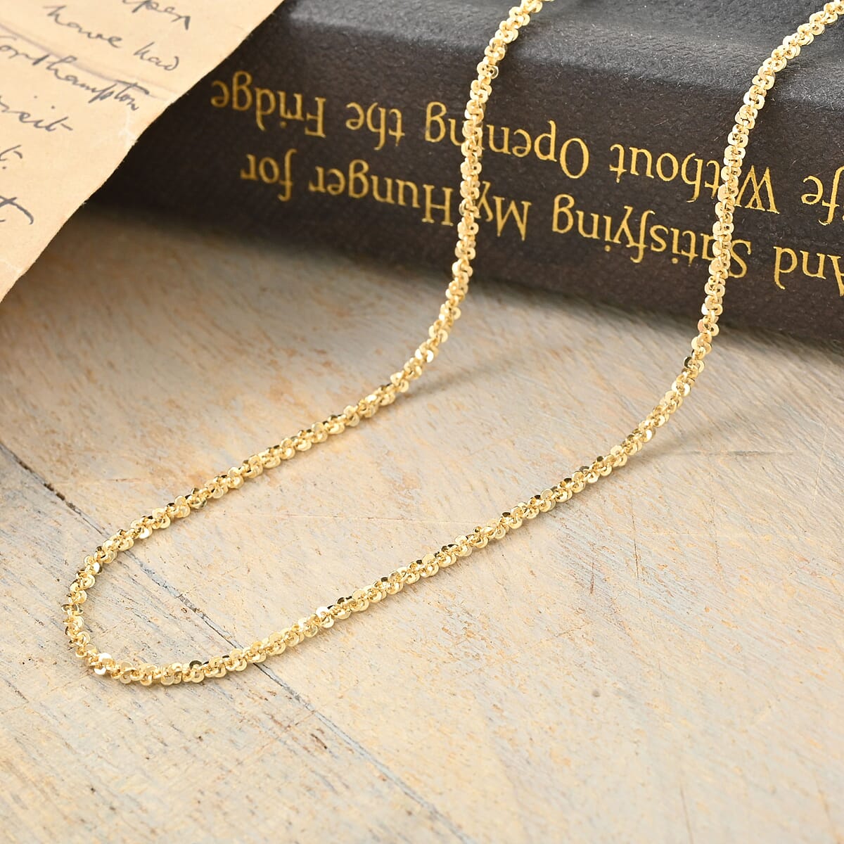 Italian Margherita Chain Necklace in 14K Yellow Gold Over Sterling Silver 4.90 Grams 24 Inches image number 1