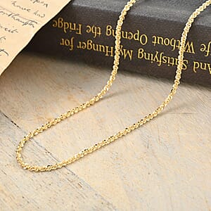 Italian Margherita Chain Necklace in 14K Yellow Gold Over Sterling Silver 4.90 Grams 24 Inches