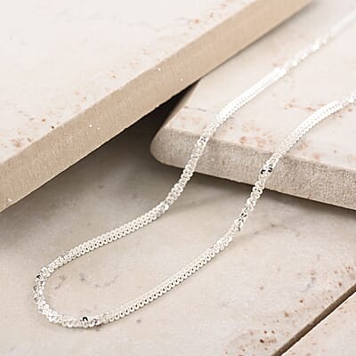 Italian Sterling Silver Margherita Alternate Chain Necklace (20 Inches) 4.20 Grams