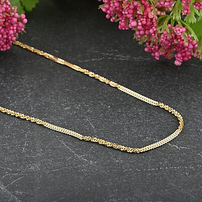 Italian Margherita Alternate Chain Necklace in 14K Yellow Gold Over Sterling Silver 4.20 Grams 20 Inches