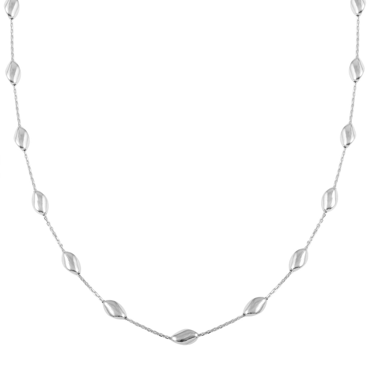 Italian Sterling Silver Station Chip Necklace 18 Inches 6 Grams image number 0