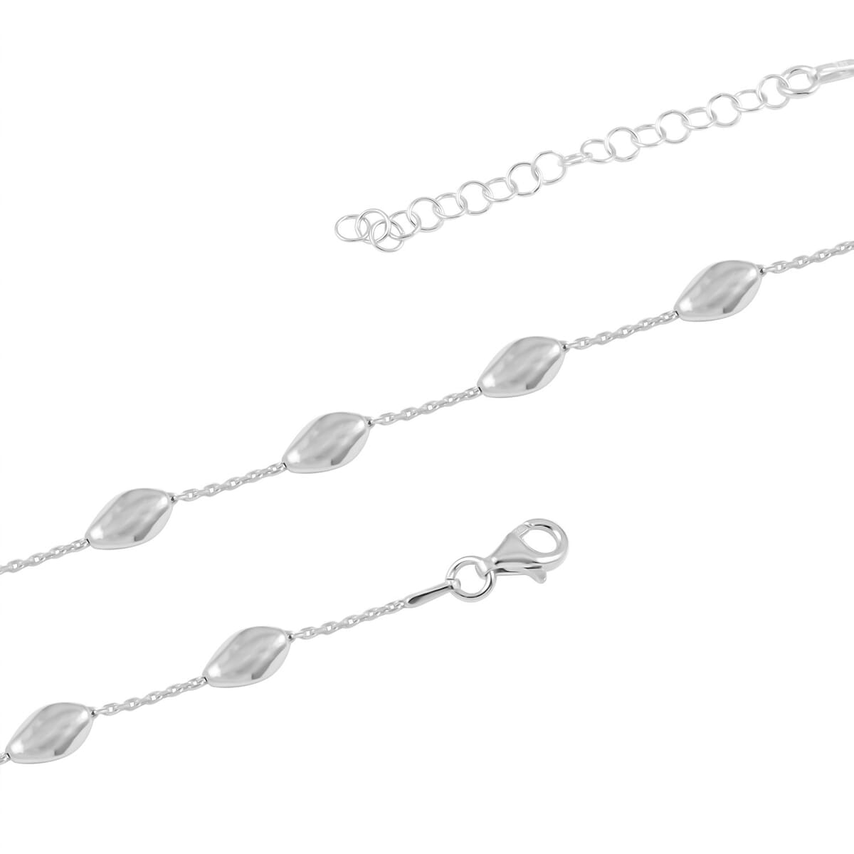 Italian Sterling Silver Station Chip Necklace 18 Inches 6 Grams image number 2