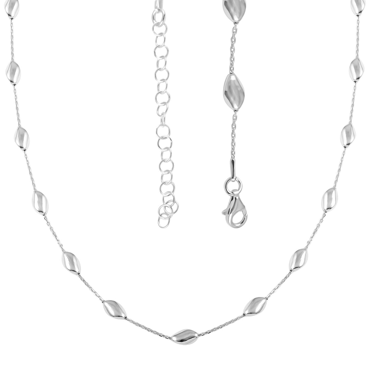 Italian Sterling Silver Station Chip Necklace 18 Inches 6 Grams image number 3