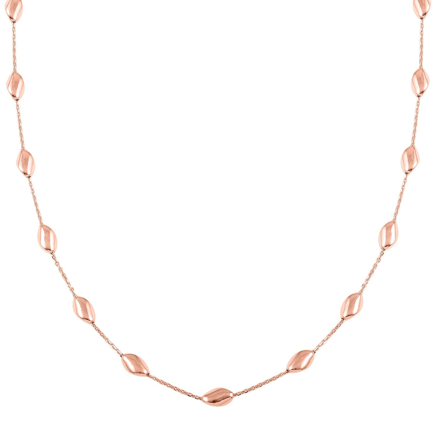 Italian 14K Rose Gold Over Sterling Silver Station Chip Necklace 18 Inches 6 Grams