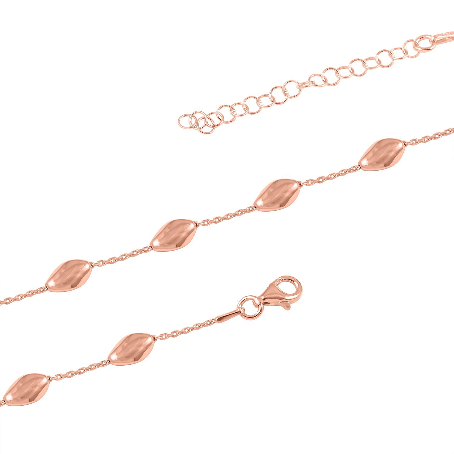 Italian 14K Rose Gold Over Sterling Silver Station Chip Necklace 18 Inches 6 Grams