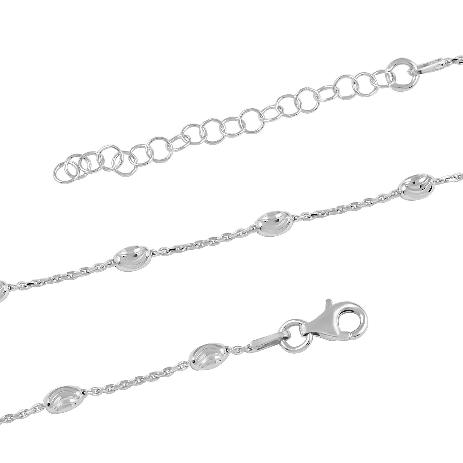 Italian 14K Rose Gold Over Sterling Silver Station Chip Necklace 18 Inches 6 Grams