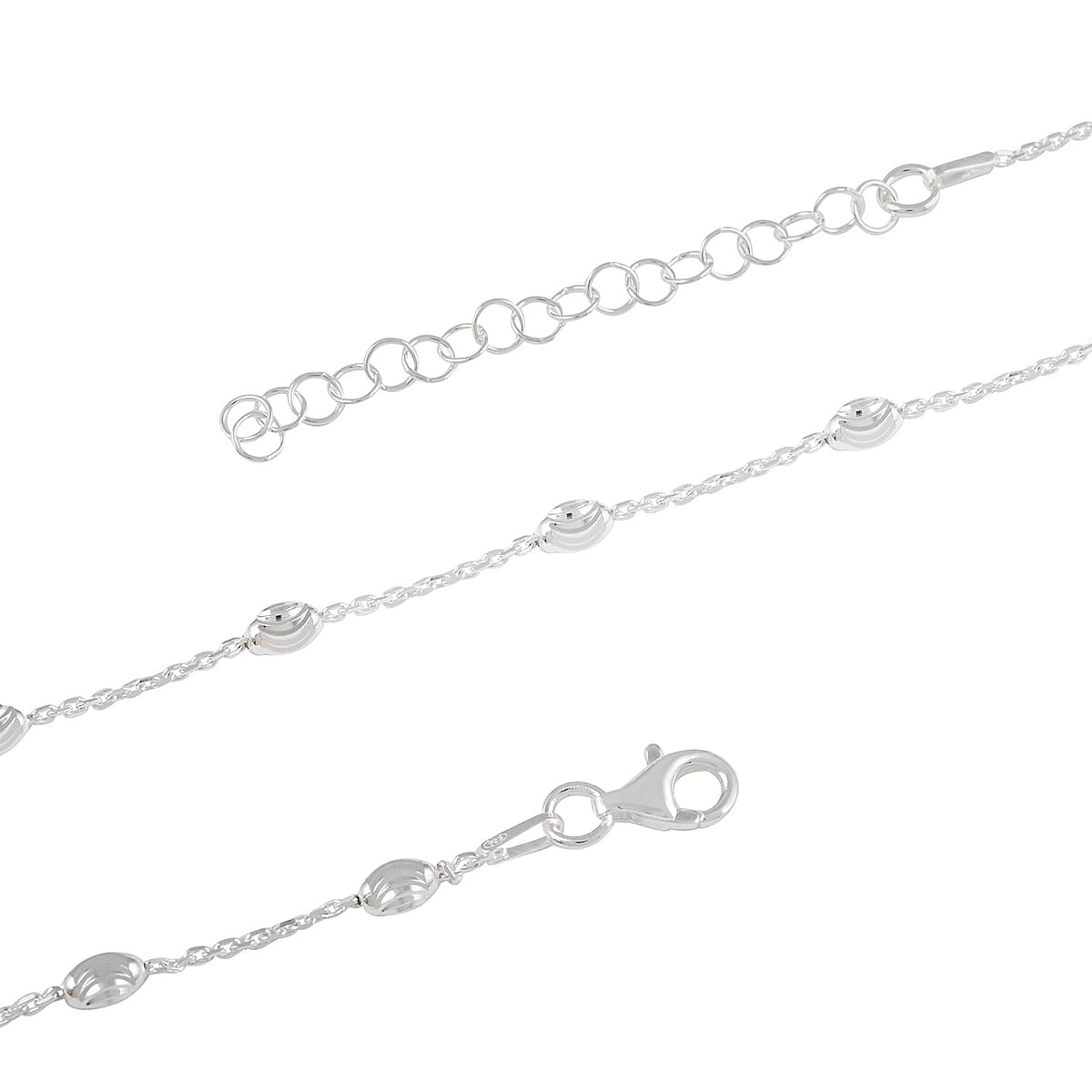 Italian Sterling Silver Station Oval Moon Chain Necklace 18 Inches 4.10 Grams image number 2