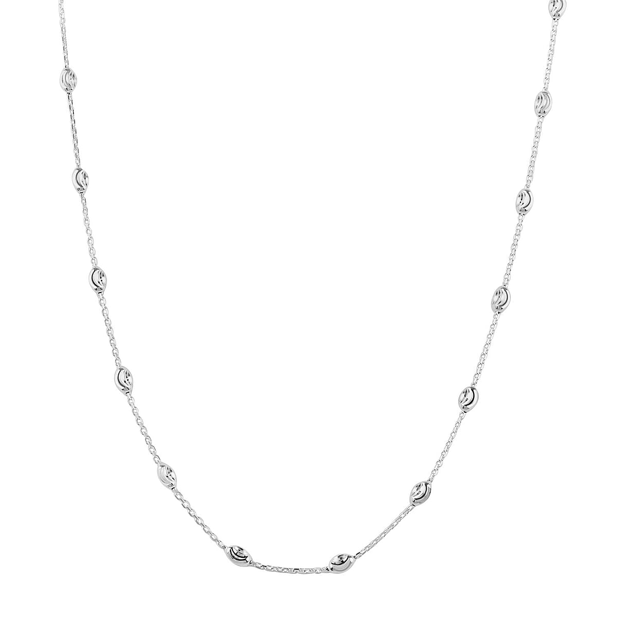 Italian Sterling Silver Station Oval Moon Chain Necklace 18 Inches 4.10 Grams image number 3
