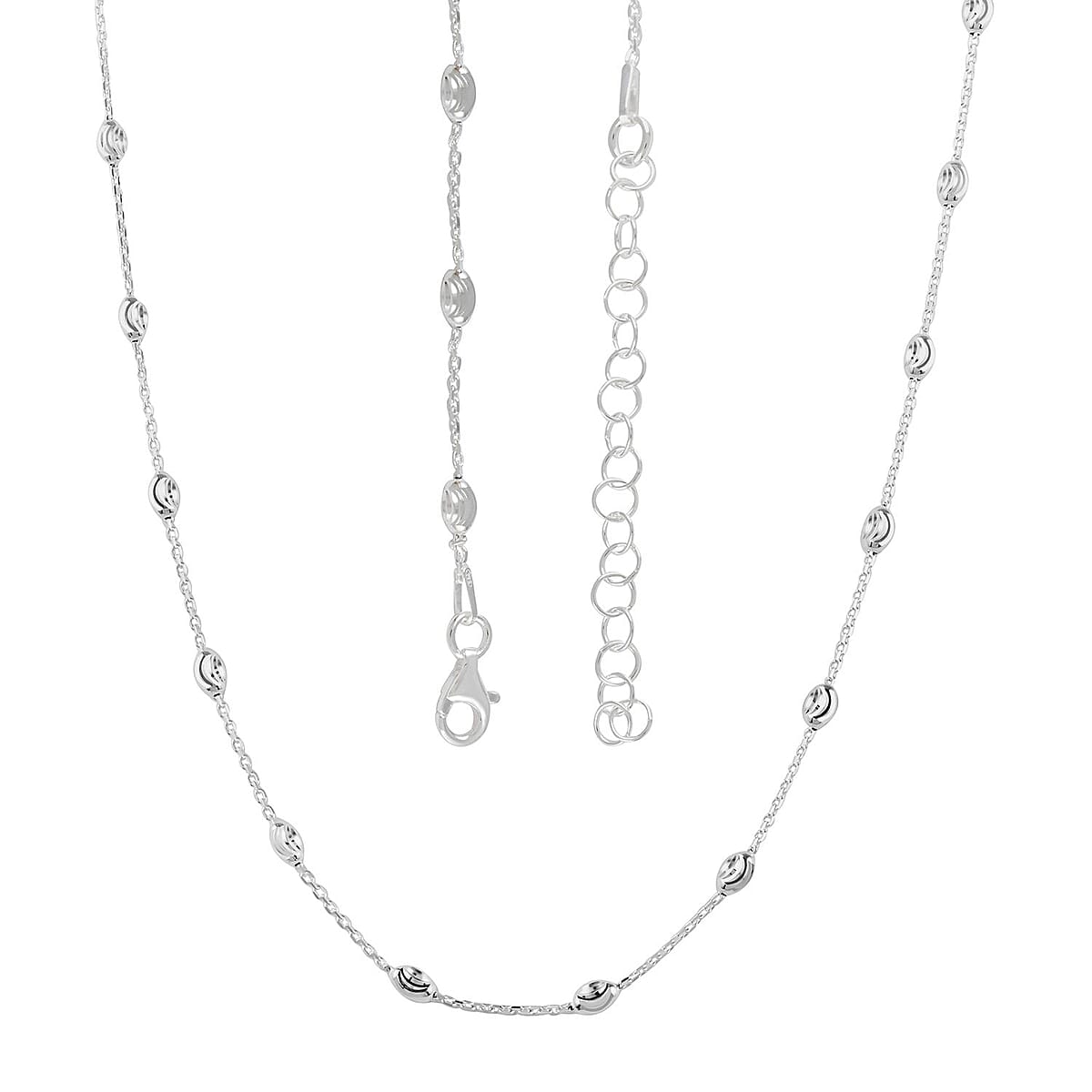 Italian Sterling Silver Station Oval Moon Chain Necklace 18 Inches 4.10 Grams image number 4