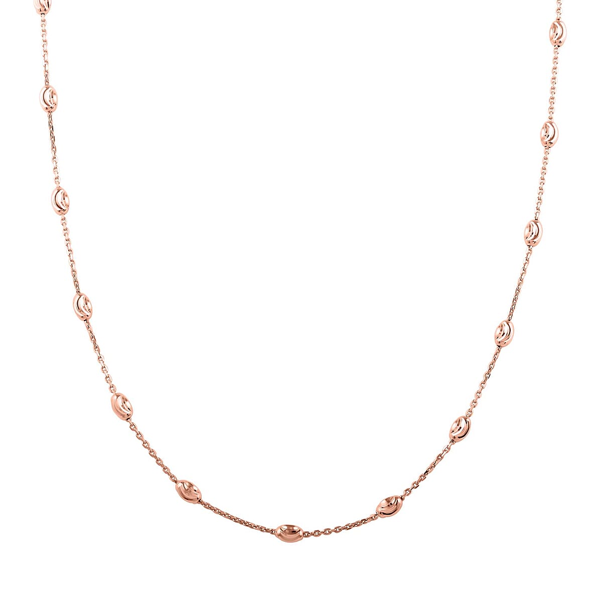 Italian 14K Rose Gold Over Sterling Silver Station Oval Moon Chain Necklace 18-20 Inches 4.10 Grams image number 2