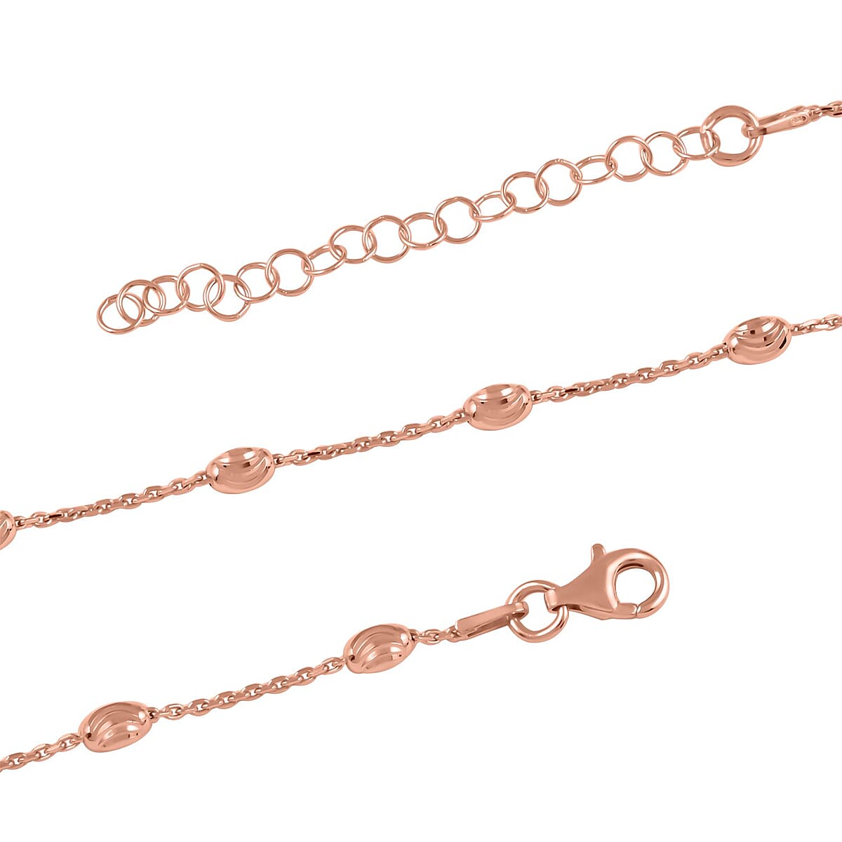 Italian 14K Rose Gold Over Sterling Silver Station Oval Moon Chain Necklace 18-20 Inches 4.10 Grams image number 4