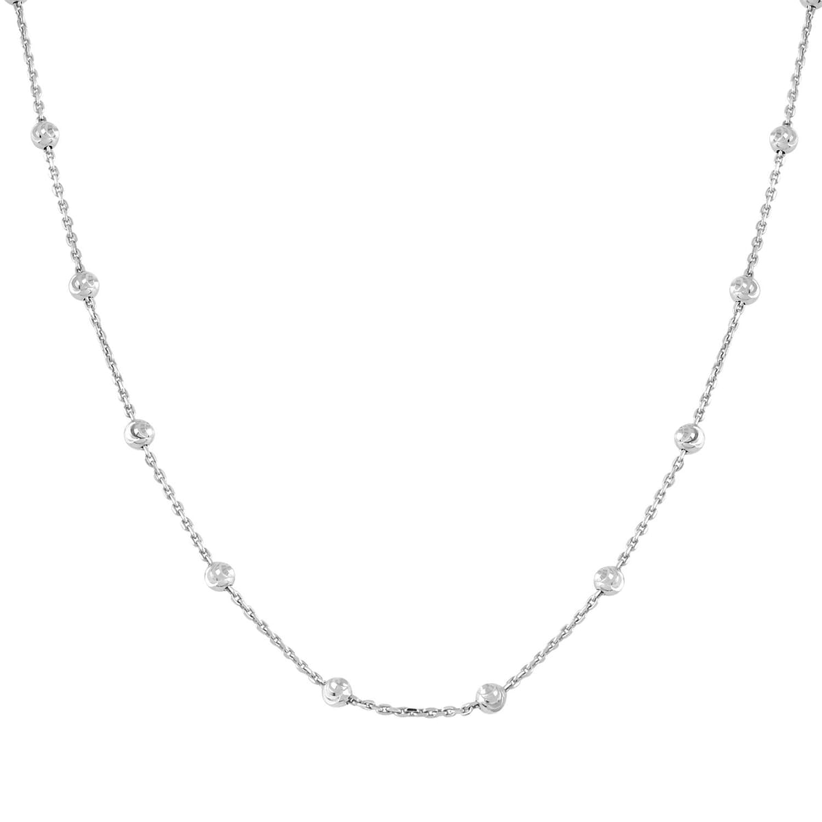 Italian Sterling Silver Station Round Moon Chain Necklace 18 Inches 4.20 Grams image number 0