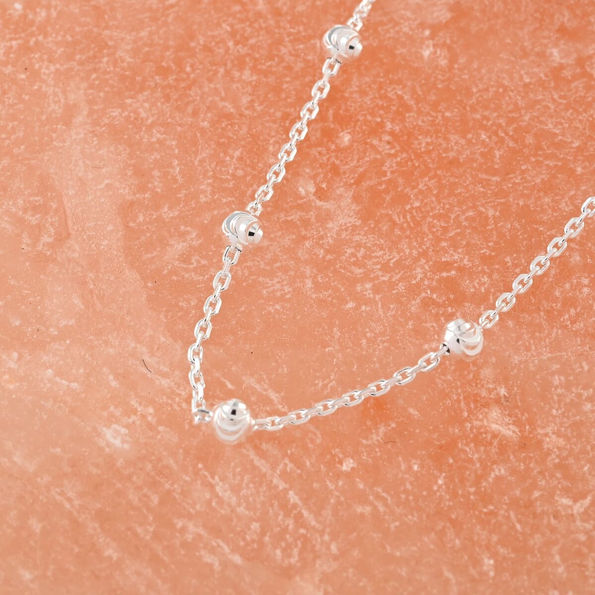 Italian Sterling Silver Station Round Moon Chain Necklace 18 Inches 4.20 Grams image number 1