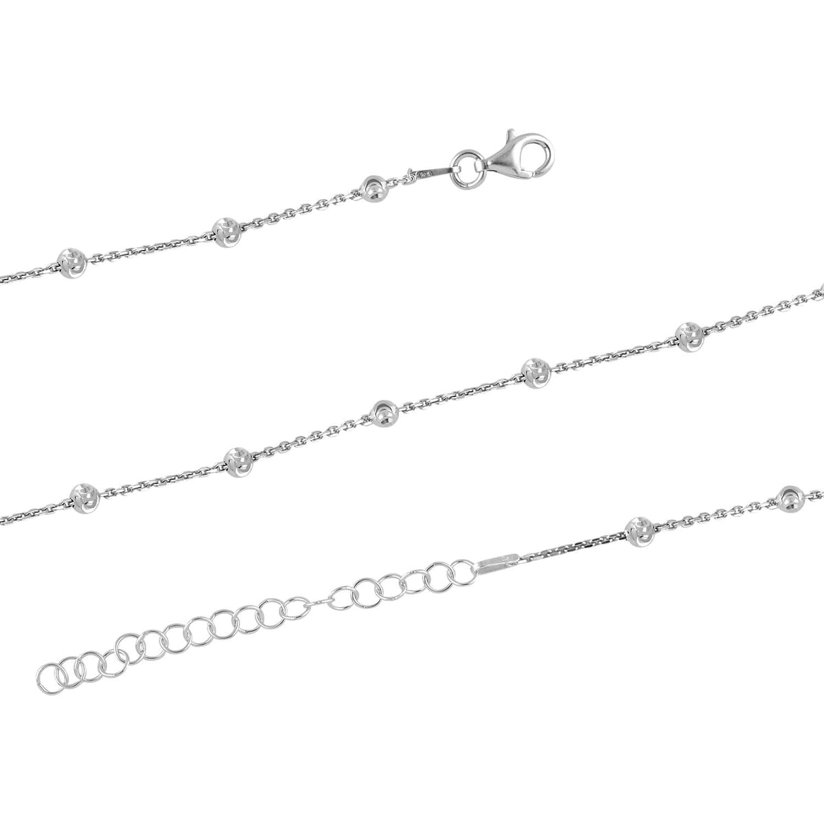 Italian Sterling Silver Station Round Moon Chain Necklace 18 Inches 4.20 Grams image number 2