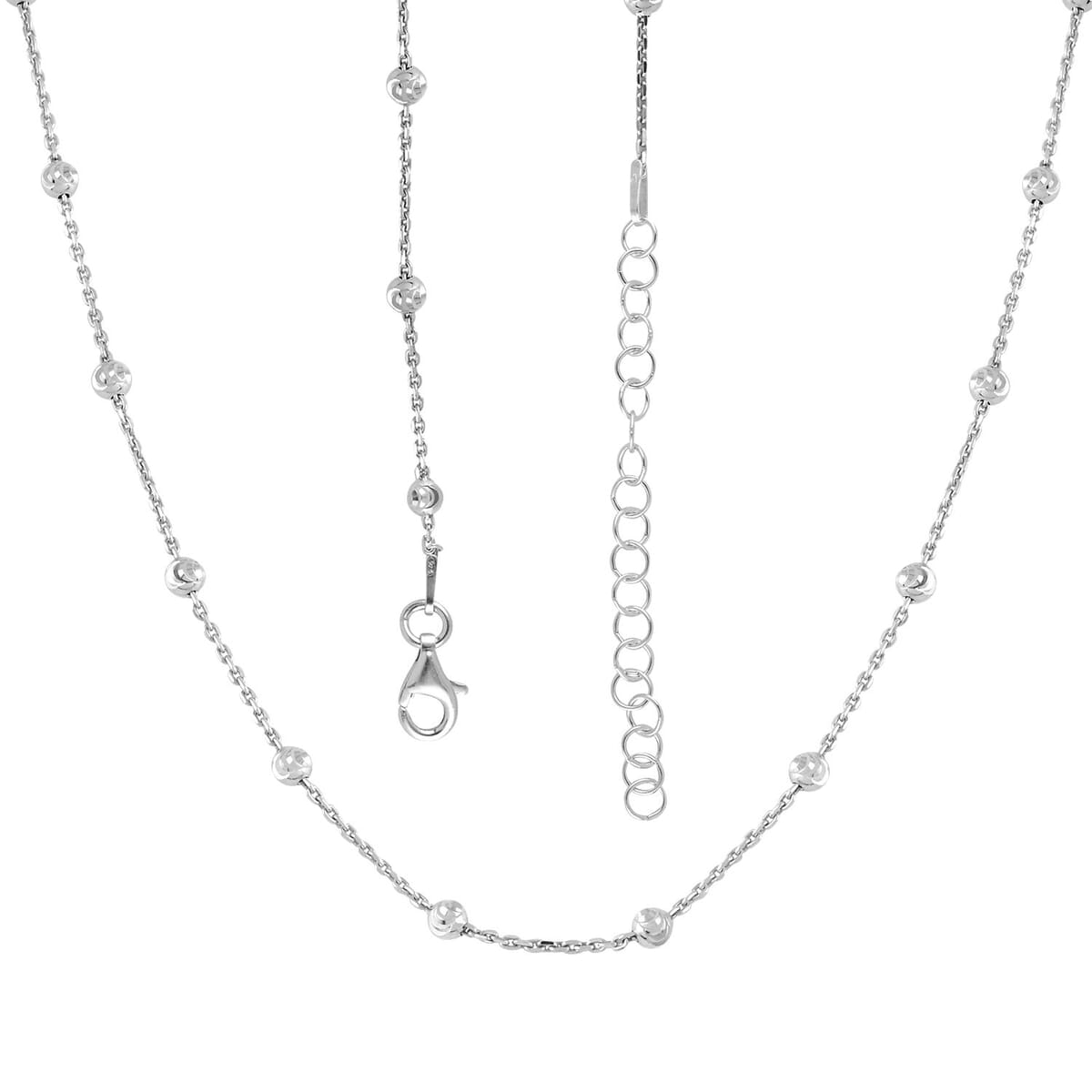 Italian Sterling Silver Station Round Moon Chain Necklace 18 Inches 4.20 Grams image number 3