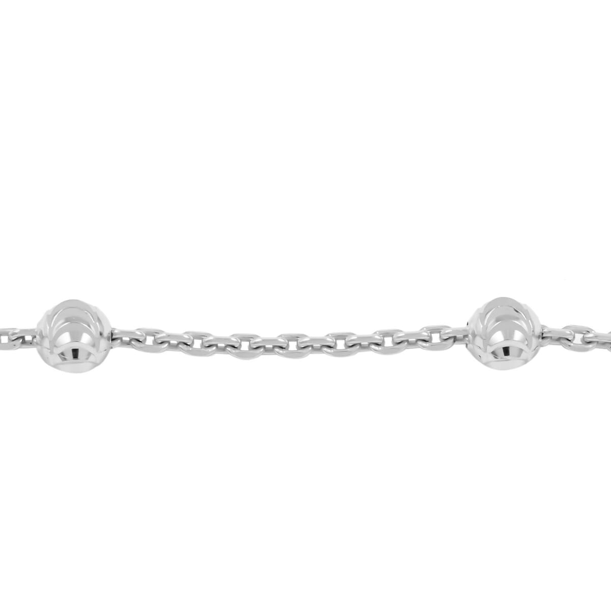 Italian Sterling Silver Station Round Moon Bracelet (9.00 In) 2.30 Grams image number 1