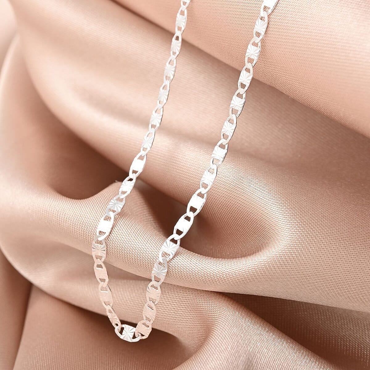 Italian Sterling Silver Vale Star Chain Necklace 20 Inches 2.50 Grams image number 1