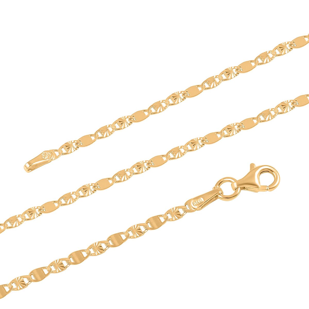 Italian 14K Yellow Gold Over Sterling Silver Vale Star and Squash Necklace 20 Inches 2.30 Grams image number 2