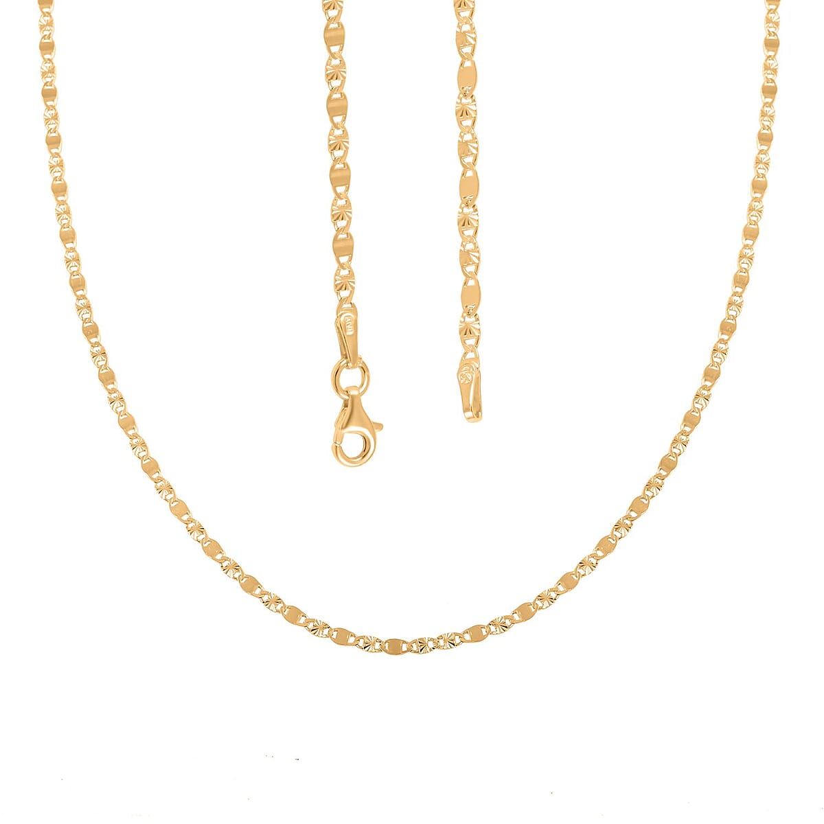 Italian 14K Yellow Gold Over Sterling Silver Vale Star and Squash Necklace 20 Inches 2.30 Grams image number 3