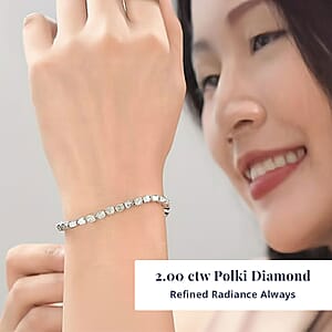 Polki Diamond 2.00 ctw Tennis Bracelet in Platinum Over Sterling Silver, Diamond Jewelry, Gifts For Her, Diamond Bracelet (6.50 In)